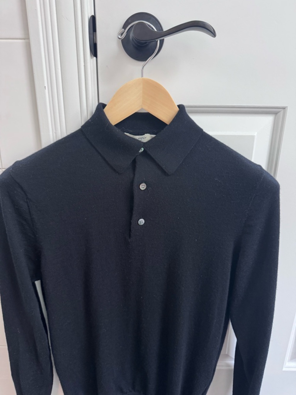 SuitSupply Long-Sleeve Merino Wool Polo M
